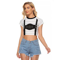 Germany Trachten Lederhose Inspired Raglan Cropped T Shirt Sable Black