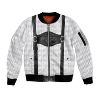 Germany Trachten Lederhose Inspired Sleeve Zip Bomber Jacket Sable Black