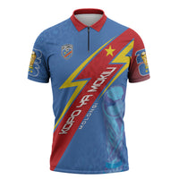DR Congo 2026 Kopo ya Mokili Custom Zipper Polo Shirt Leopards Making History