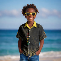 Ghana Black Star Custom Kid Hawaiian Shirt Gold Ananse Spiderweb Inspired