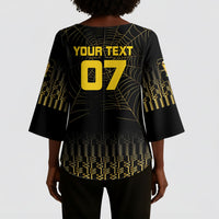 Ghana Black Star Custom Kimono Sleeve Blouse Gold Ananse Spiderweb Inspired