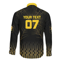 Ghana Black Star Custom Long Sleeve Button Shirt Gold Ananse Spiderweb Inspired