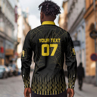 Ghana Black Star Custom Long Sleeve Button Shirt Gold Ananse Spiderweb Inspired