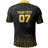 Ghana Black Star Custom Polo Shirt Gold Ananse Spiderweb Inspired