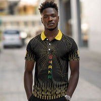 Ghana Black Star Custom Polo Shirt Gold Ananse Spiderweb Inspired