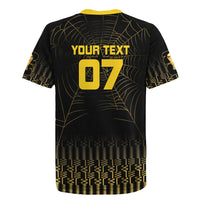 Ghana Black Star Custom Rugby Jersey Gold Ananse Spiderweb Inspired