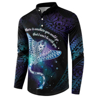 Polynesian Tala Manta Ray Button Sweatshirt Nowhere You Could Go That I Won't Be With You - Wonder Print Shop