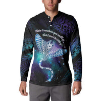 Polynesian Tala Manta Ray Button Sweatshirt Nowhere You Could Go That I Won't Be With You - Wonder Print Shop