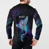 Polynesian Tala Manta Ray Button Sweatshirt Nowhere You Could Go That I Won't Be With You - Wonder Print Shop
