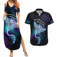 Polynesian Tala Manta Ray Couples Matching Summer Maxi Dress and Hawaiian Shirt Nowhere You Could Go That I Won't Be With You - Wonder Print Shop