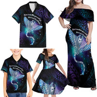 Polynesian Tala Manta Ray Family Matching Off Shoulder Maxi Dress and Hawaiian Shirt Nowhere You Could Go That I Won't Be With You - Wonder Print Shop