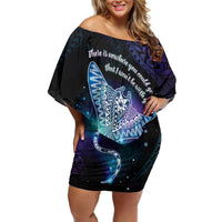 Polynesian Tala Manta Ray Family Matching Off Shoulder Short Dress and Hawaiian Shirt Nowhere You Could Go That I Won't Be With You - Wonder Print Shop