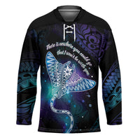Polynesian Tala Manta Ray Hockey Jersey Nowhere You Could Go That I Won't Be With You - Wonder Print Shop