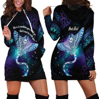 Polynesian Tala Manta Ray Hoodie Dress Nowhere You Could Go That I Won't Be With You - Wonder Print Shop
