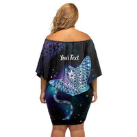 Polynesian Tala Manta Ray Off Shoulder Short Dress Nowhere You Could Go That I Won't Be With You - Wonder Print Shop