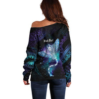 Polynesian Tala Manta Ray Off Shoulder Sweater Nowhere You Could Go That I Won't Be With You - Wonder Print Shop