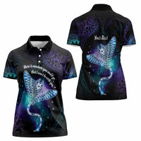 Polynesian Tala Manta Ray Women Polo Shirt Nowhere You Could Go That I Won't Be With You - Wonder Print Shop