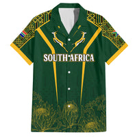 Personalised South African Heritage Day Family Matching Off Shoulder Short Dress and Hawaiian Shirt Kente Ethnic Patterns Mix Springboks LT7 - Wonder Print Shop