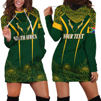 Personalised South African Heritage Day Hoodie Dress Kente Ethnic Patterns Mix Springboks - Wonder Print Shop