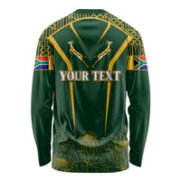 Personalised South African Heritage Day Long Sleeve Shirt Kente Ethnic Patterns Mix Springboks - Wonder Print Shop
