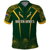 Personalised South African Heritage Day Polo Shirt Kente Ethnic Patterns Mix Springboks - Wonder Print Shop