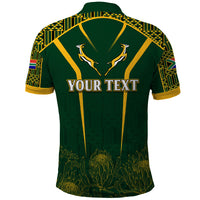 Personalised South African Heritage Day Polo Shirt Kente Ethnic Patterns Mix Springboks - Wonder Print Shop