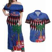 Personalized Haiti Couples Matching Off Shoulder Maxi Dress and Hawaiian Shirt Christmas Festive Vibes LT7 - Wonder Print Shop