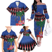 Personalized Haiti Family Matching Off The Shoulder Long Sleeve Dress and Hawaiian Shirt Christmas Festive Vibes - Wonder Print Shop
