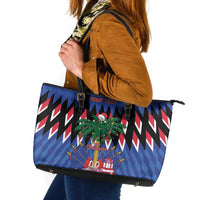 Personalized Haiti Leather Tote Bag Christmas Festive Vibes - Wonder Print Shop