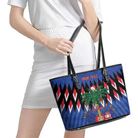 Personalized Haiti Leather Tote Bag Christmas Festive Vibes - Wonder Print Shop