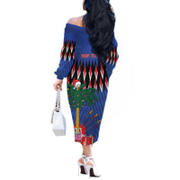 Personalized Haiti Off The Shoulder Long Sleeve Dress Christmas Festive Vibes - Wonder Print Shop