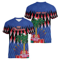 Personalized Haiti Women V-Neck T-Shirt Christmas Festive Vibes - Wonder Print Shop