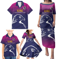 UAE Cricket Custom Family Matching Puletasi and Hawaiian Shirt Arabian Falcon - Wonder Print Shop