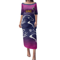 UAE Cricket Custom Family Matching Puletasi and Hawaiian Shirt Arabian Falcon - Wonder Print Shop