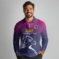 UAE Cricket Custom Long Sleeve Polo Shirt Arabian Falcon - Wonder Print Shop