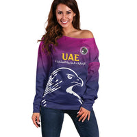 UAE Cricket Custom Off Shoulder Sweater Arabian Falcon - Wonder Print Shop