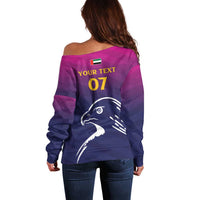 UAE Cricket Custom Off Shoulder Sweater Arabian Falcon - Wonder Print Shop