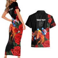 Horse Racing Custom Couples Matching Short Sleeve Bodycon Dress and Hawaiian Shirt 151st Anniversary Race For the Roses LT7