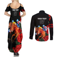 Horse Racing Custom Couples Matching Summer Maxi Dress and Long Sleeve Button Shirt 151st Anniversary Race For the Roses LT7