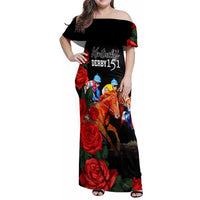 Horse Racing Custom Family Matching Off Shoulder Maxi Dress and Hawaiian Shirt 151st Anniversary Race For the Roses LT7