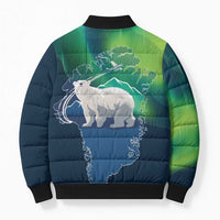 Greenland Is Not For Sale Bomber Puffer Jacket Arctic Aurora Borealis