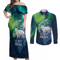 Greenland Is Not For Sale Couples Matching Off Shoulder Maxi Dress and Long Sleeve Button Shirt Arctic Aurora Borealis