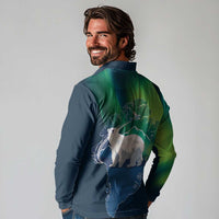 Greenland Is Not For Sale Long Sleeve Polo Shirt Arctic Aurora Borealis