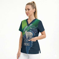 Greenland Is Not For Sale Scrub Top Arctic Aurora Borealis