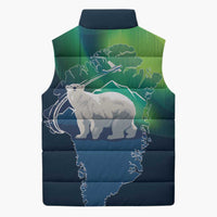 Greenland Is Not For Sale Sleeveless Puffer Jacket Arctic Aurora Borealis