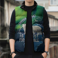 Greenland Is Not For Sale Sleeveless Puffer Jacket Arctic Aurora Borealis