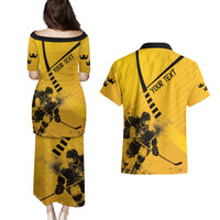 Sweden Ice Hockey Personalized Couples Matching Puletasi and Hawaiian Shirt Tre Kronor - GO Sweden