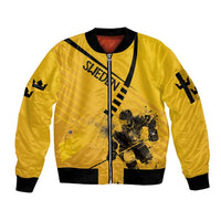 Sweden Ice Hockey Personalized Sleeve Zip Bomber Jacket Tre Kronor - GO Sweden
