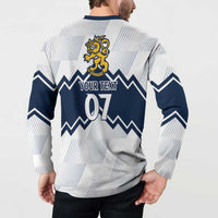 Suomi Ice Hockey Custom Button Sweatshirt Scandinavian Mountains Inspired
