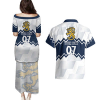 Suomi Ice Hockey Custom Couples Matching Puletasi and Hawaiian Shirt Scandinavian Mountains Inspired